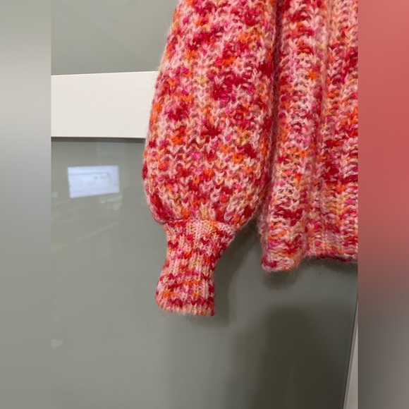 Sezane Emile Cardigan in Multi Colour Pink Orange Size Medium - Picture 3 of 5